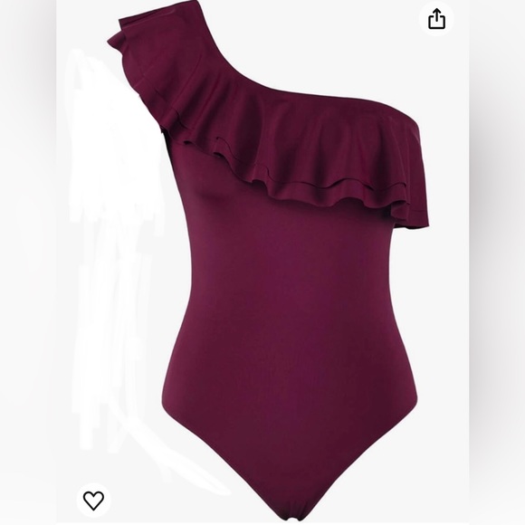 Hilor Other - Burgundy one piece one shoulder swimsuit